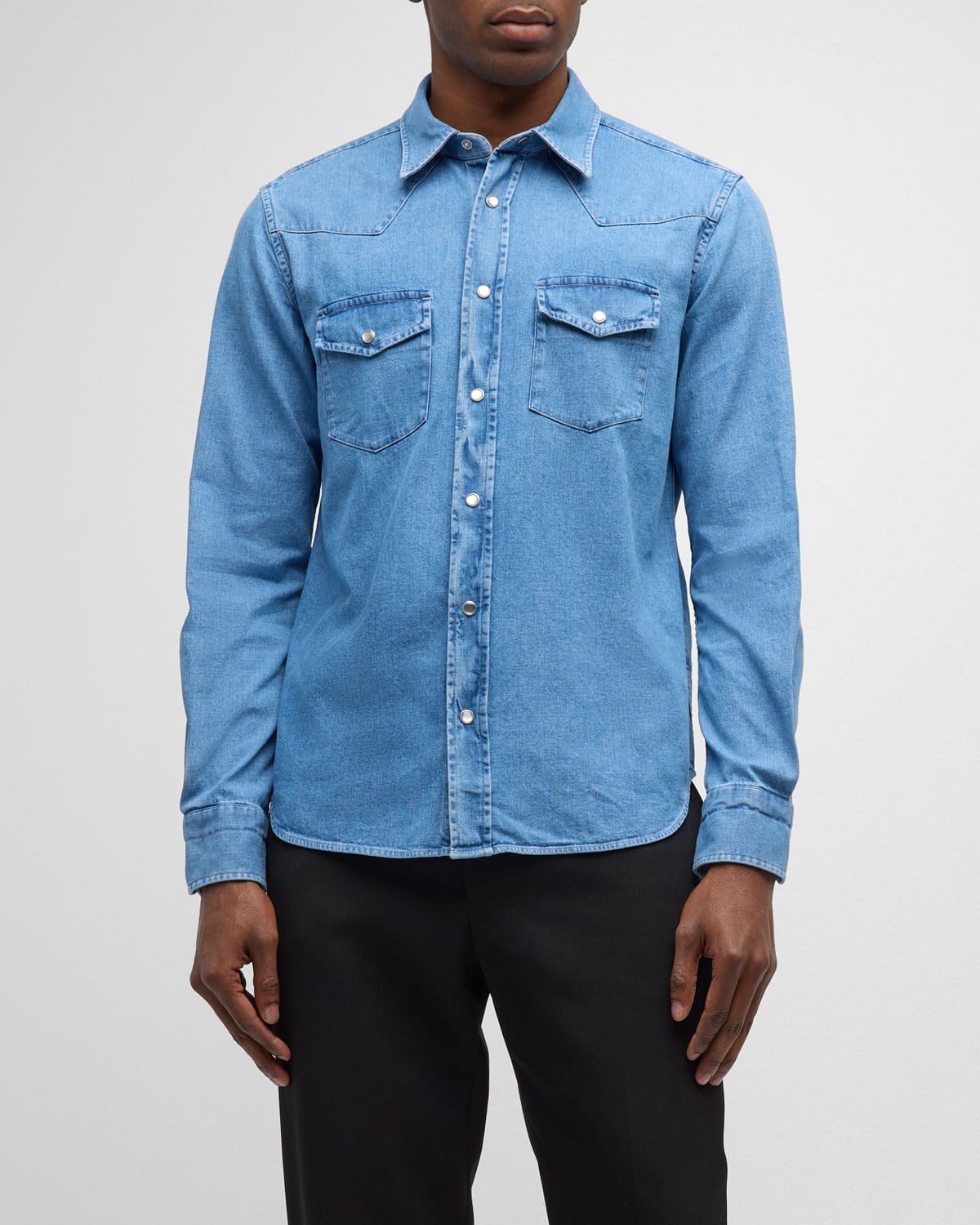 Tom Ford Men's Western Cotton Sport Shirt In Washed Ind