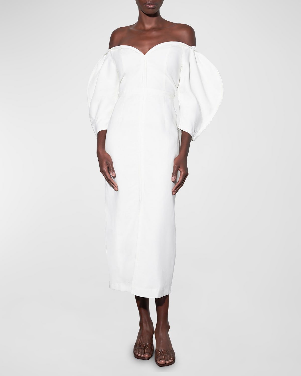 MARA HOFFMAN LEONARA VOLUMINOUS-SLEEVE MIDI DRESS