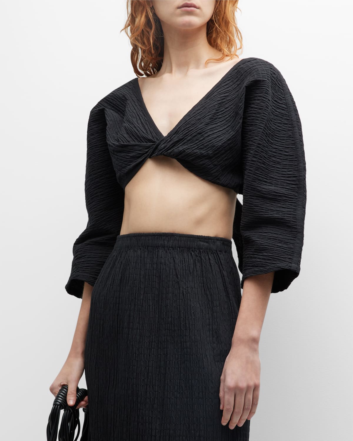 Justine Twist-Front Cropped Blouse