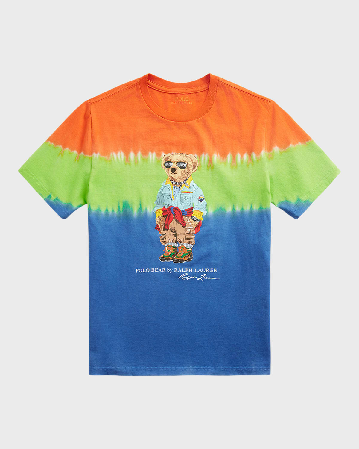 Ralph Lauren Kids' Boy's Tie-dye Sporty Polo Bear T-shirt In Multicolor