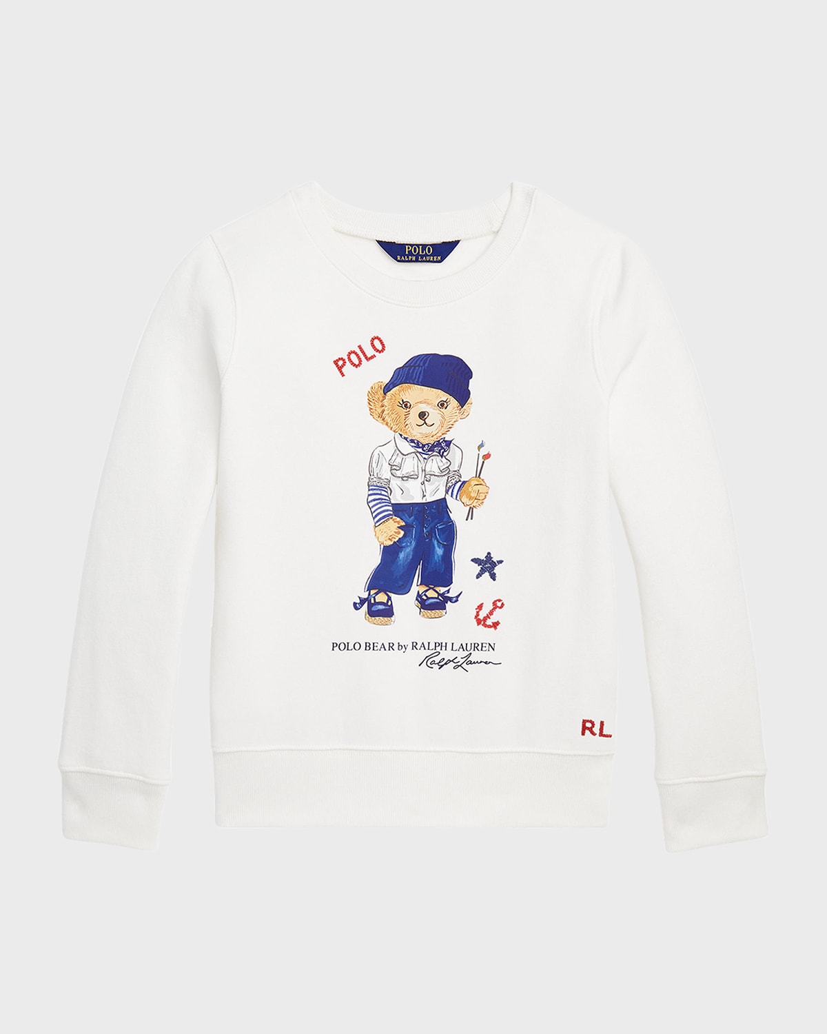 Girl's Artsy Polo Bear Sweatshirt, Size S-XL