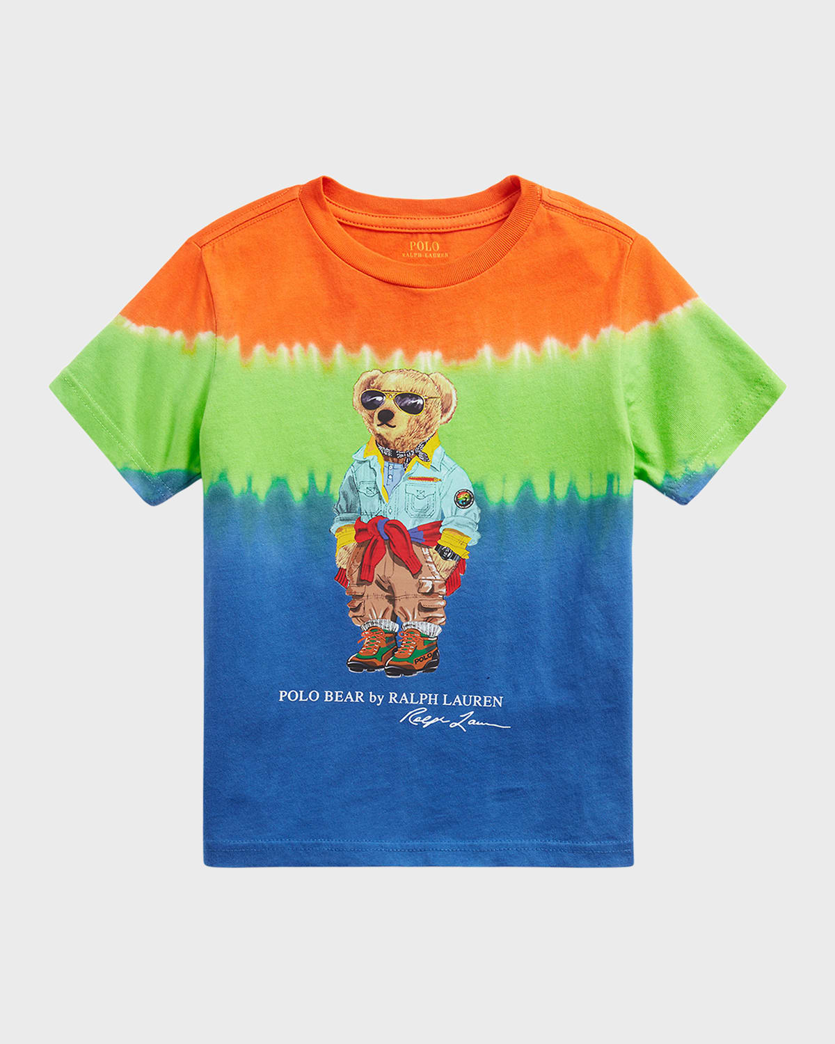 RALPH LAUREN BOY'S TIE-DYE SPORTY POLO BEAR T-SHIRT