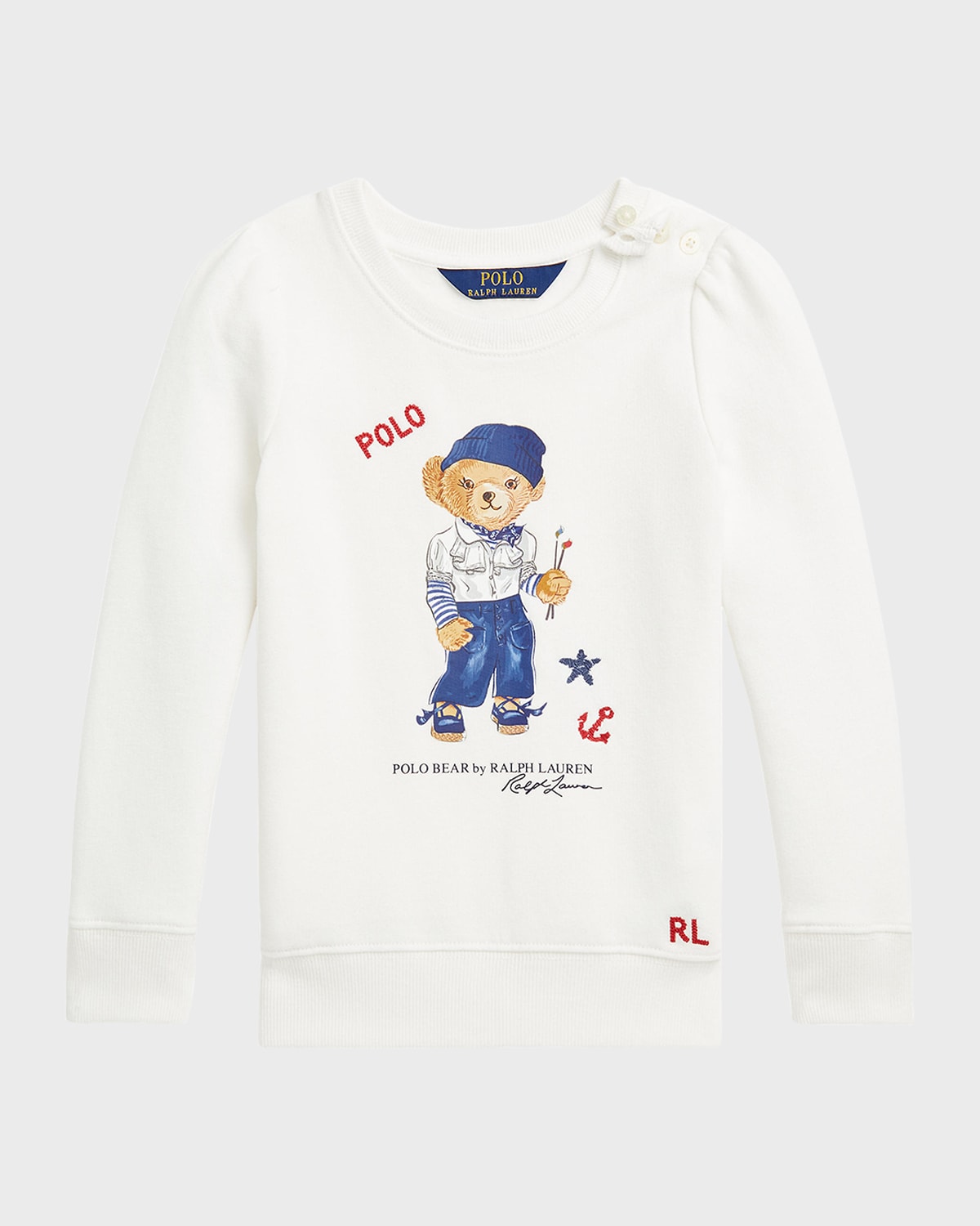 Girl's Artsy Polo Bear Sweatshirt, Size 2-4