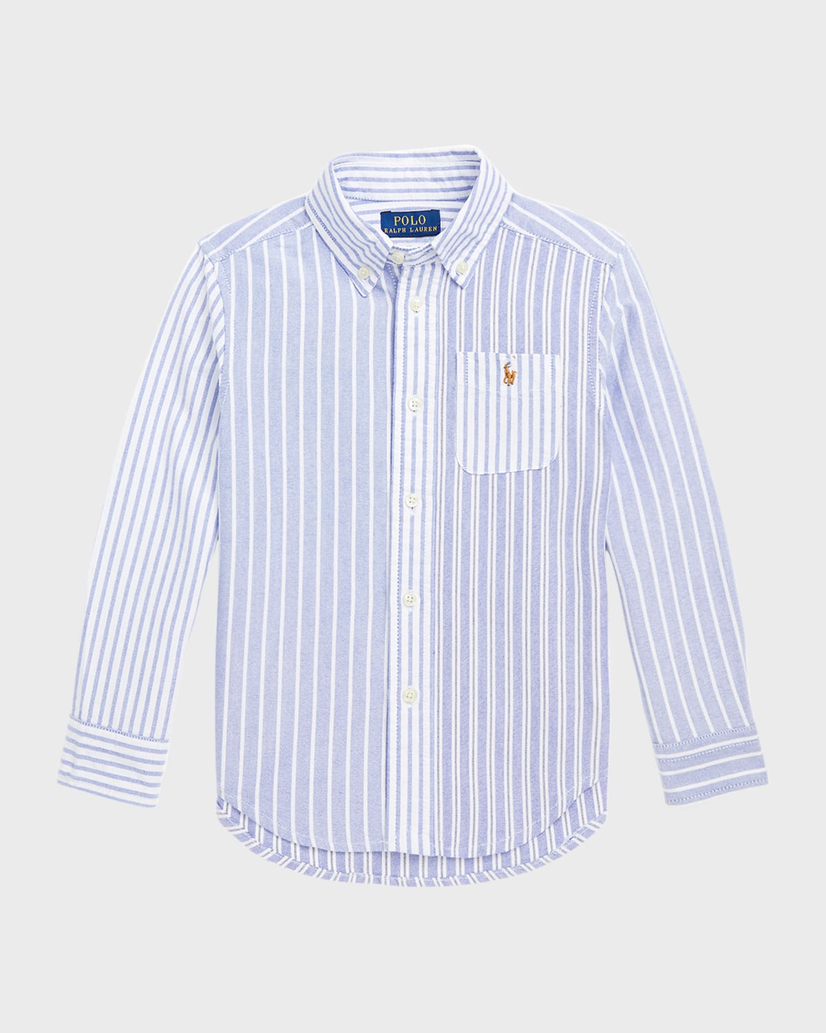 Ralph Lauren Kids' Boy's Striped Oxford Button Down Shirt In Azzurro