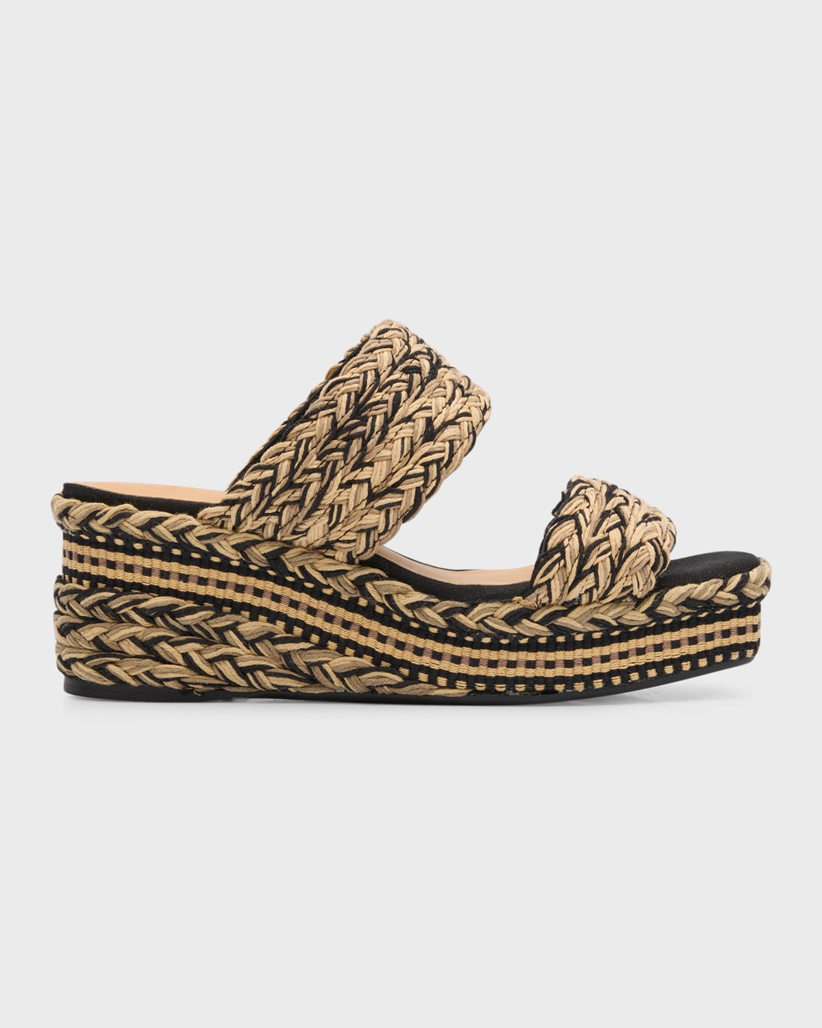 Castaã±er Querima Espadrille Wedge Sandals In Negro Multicolor