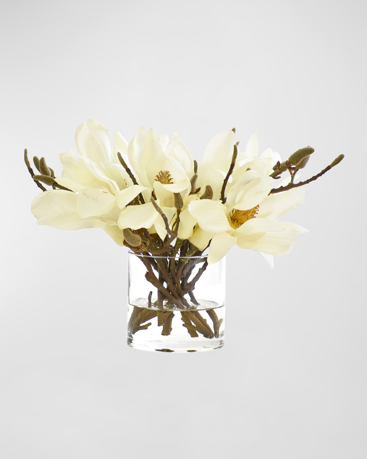 Ndi Magnolia Floral Arrangements In Glass Vases, Set Of 2 In Transparent