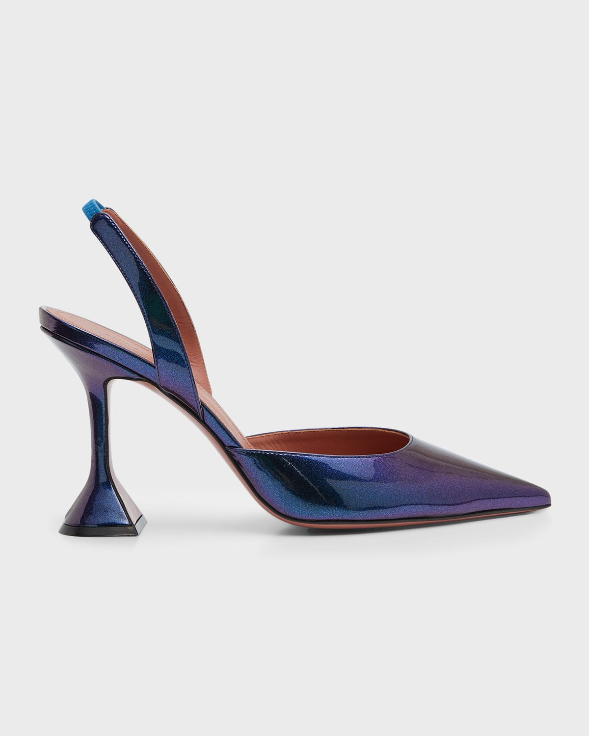 Amina Muaddi Womens Black Holli 95 Sling-back Heeled Mesh Courts In Blue Galaxy Glitt
