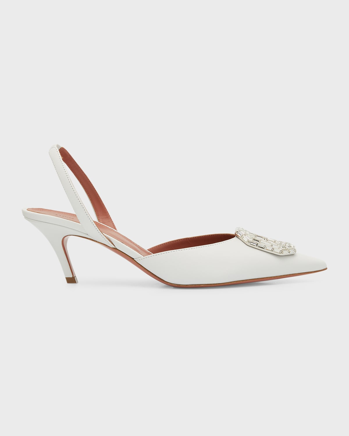 Amina Muaddi Camelia 60mm Slingback Pumps In White