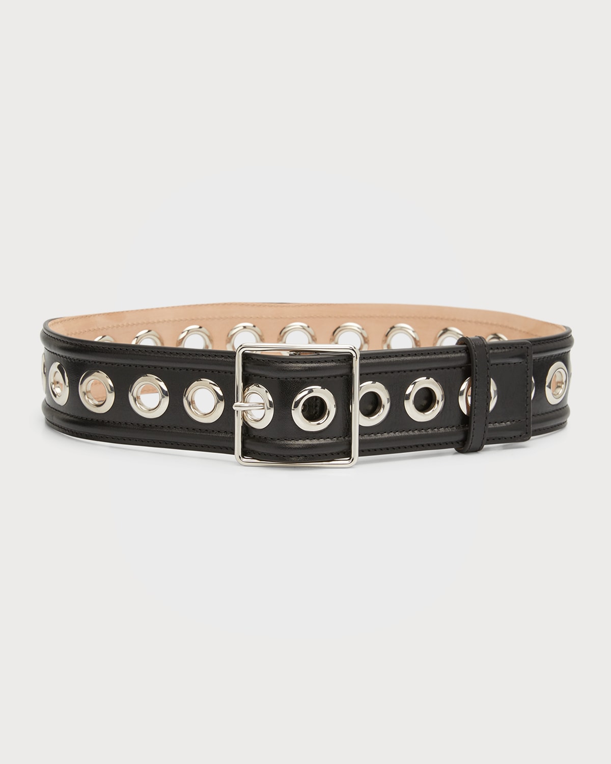 Alexander Mcqueen Mid-size Eyelet Belt In Black