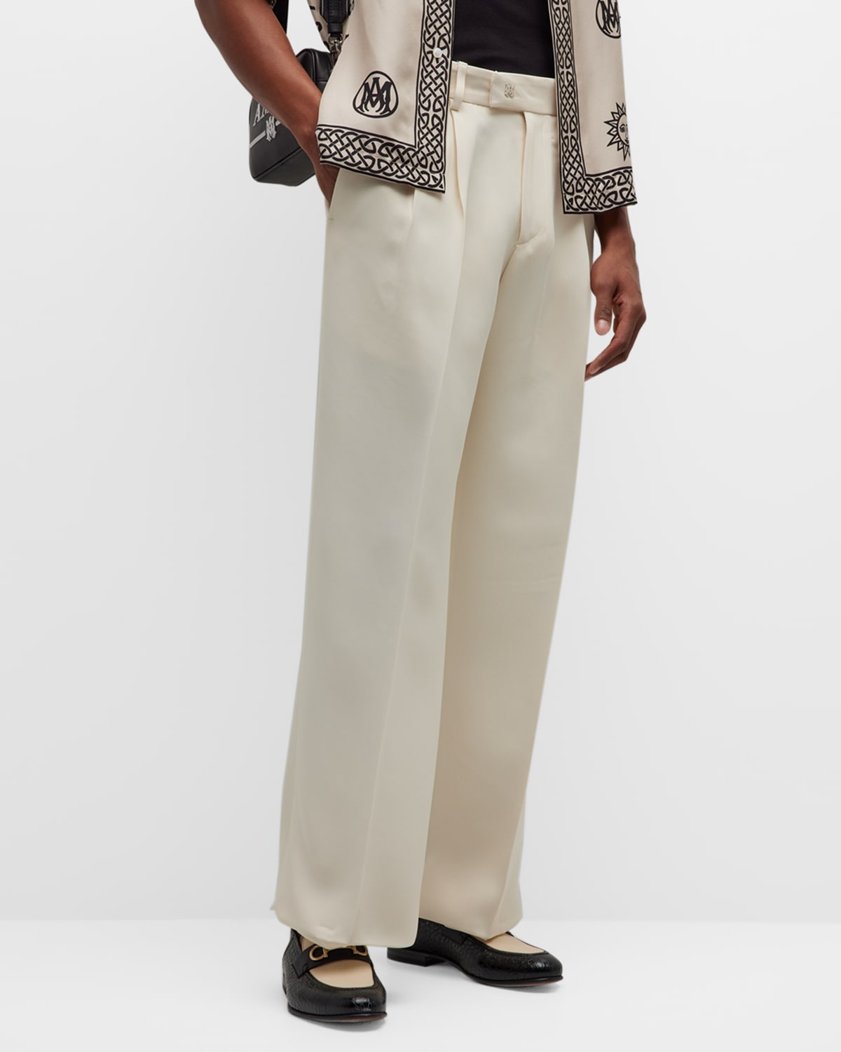 Amiri Men's Double-pleated Relaxed Trousers In White
