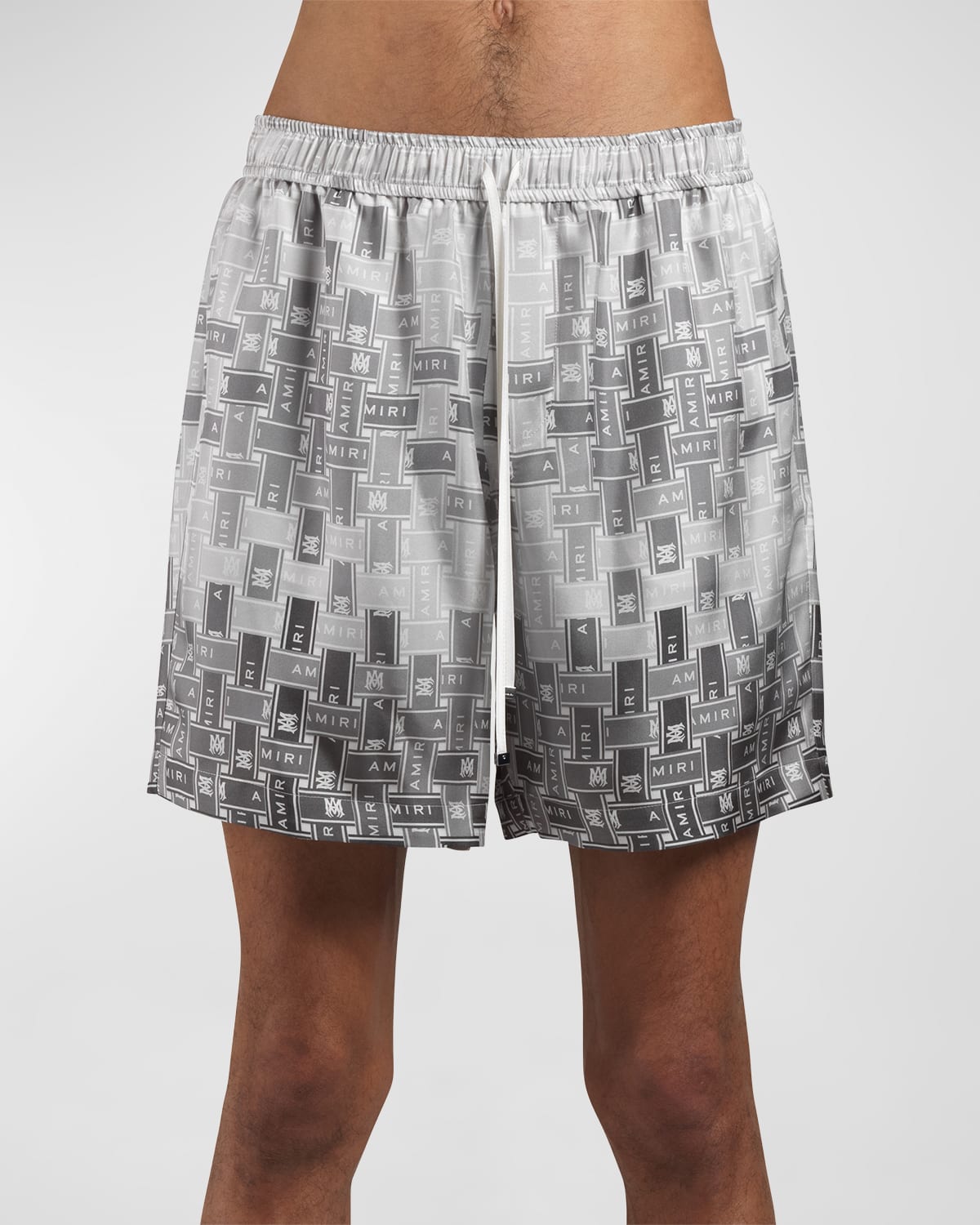 Amiri Men's Gradient Tape Silk Pyjama Shorts In Grey