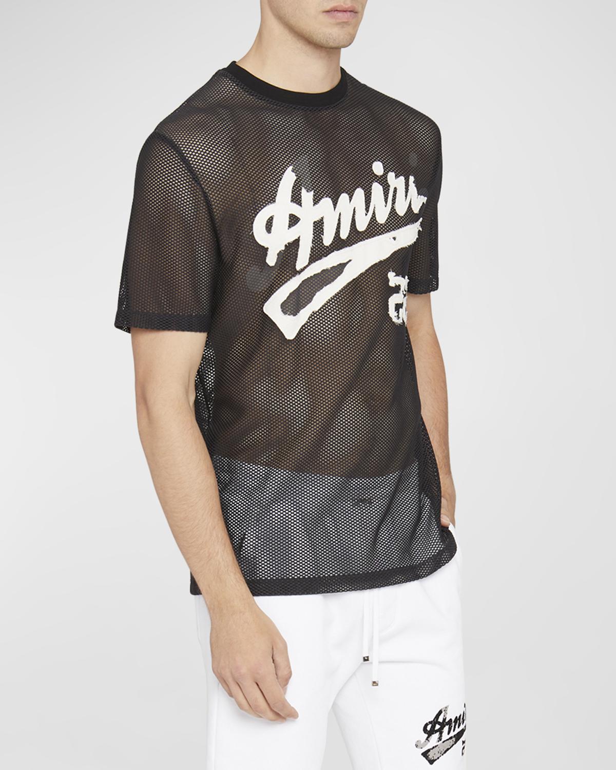 Amiri Logo 22 Mesh T Shirt In Black | ModeSens