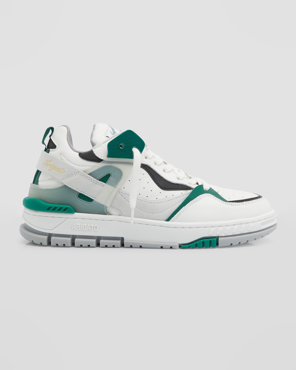Axel Arigato Black And Green 'astro' Low-top Sneakers In Calf Leather In White Green
