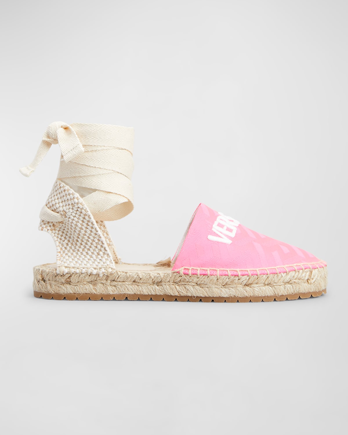 VERSACE GIRL'S LOGO ANKLE-WRAP ESPADRILLES, TODDLERS 