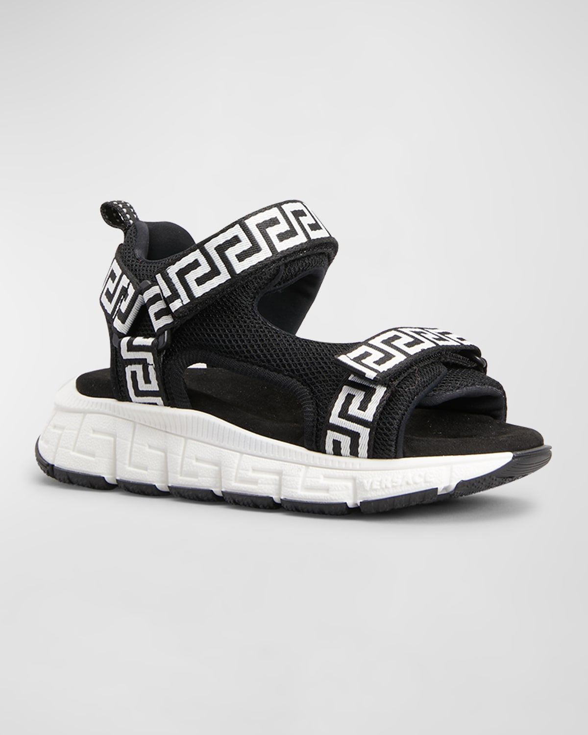 Versace Greca-print Touch-strap Sneakers In Nero Bianco