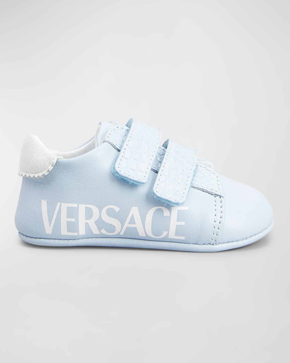 Versace Kid's Pre-walker Grip-trap Sneakers, Baby In Baby Bluewhite