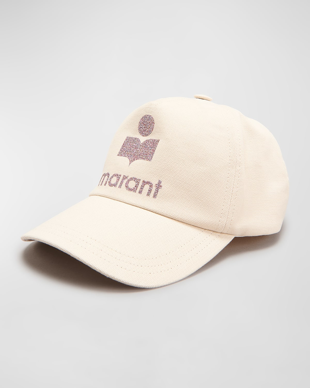 Isabel Marant Tyron Glitter-logo Canvas Baseball Cap In Ecru