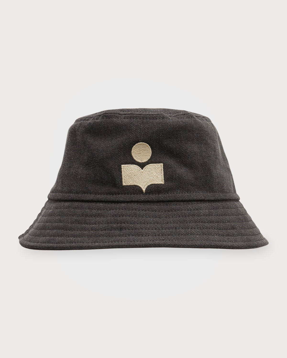 Isabel Marant Haley Logo Denim Bucket Hat In Grey
