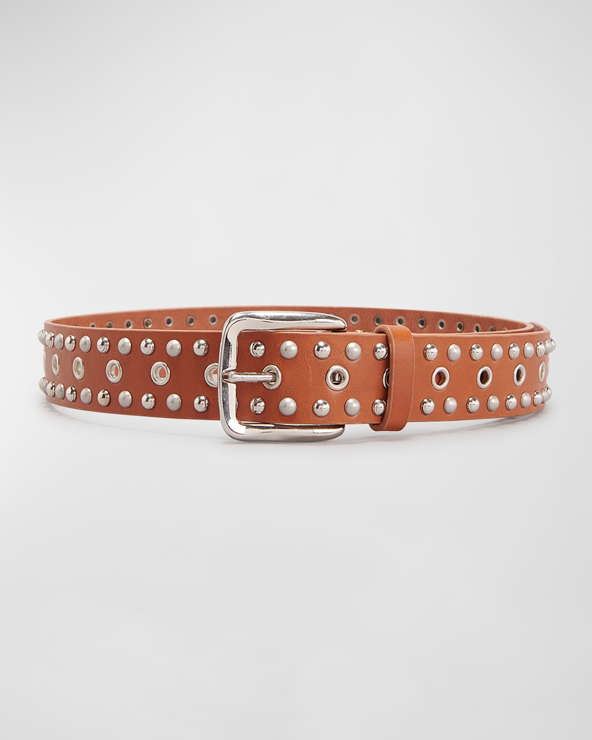 Isabel Marant Rica Pleather Studded Belt In Brown