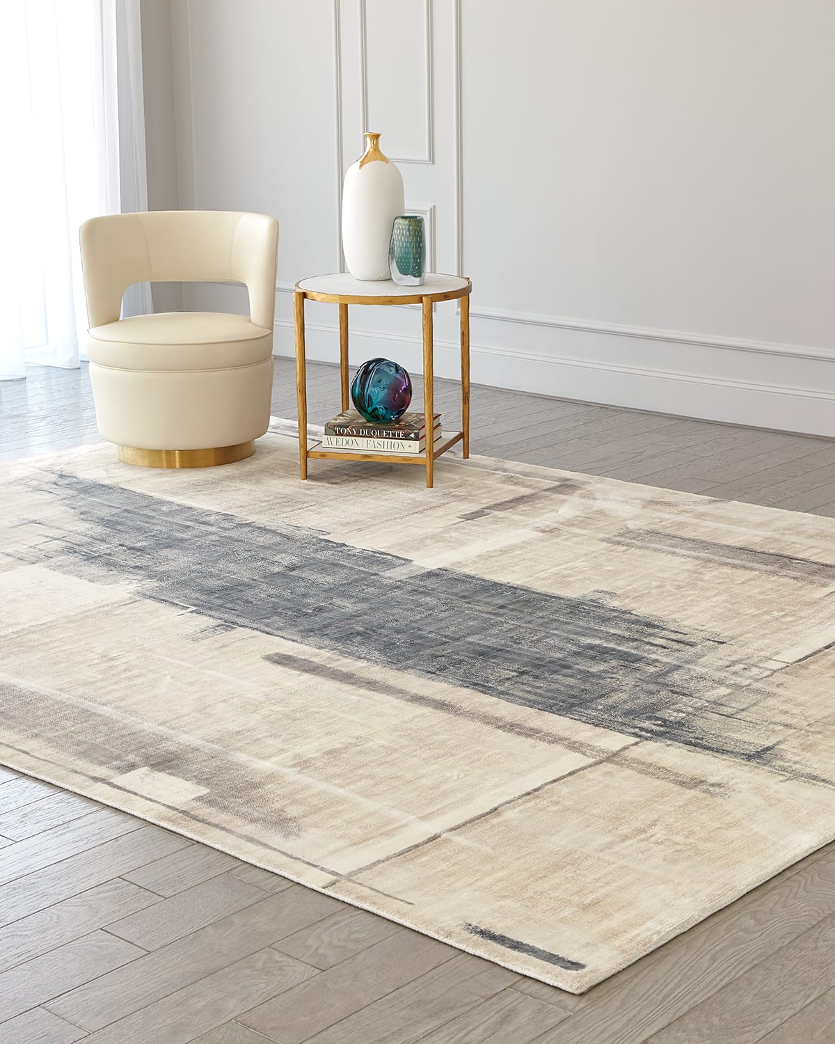 George Sellers For Global Views Art Hand-woven Rug, 5' X 8' In Grey