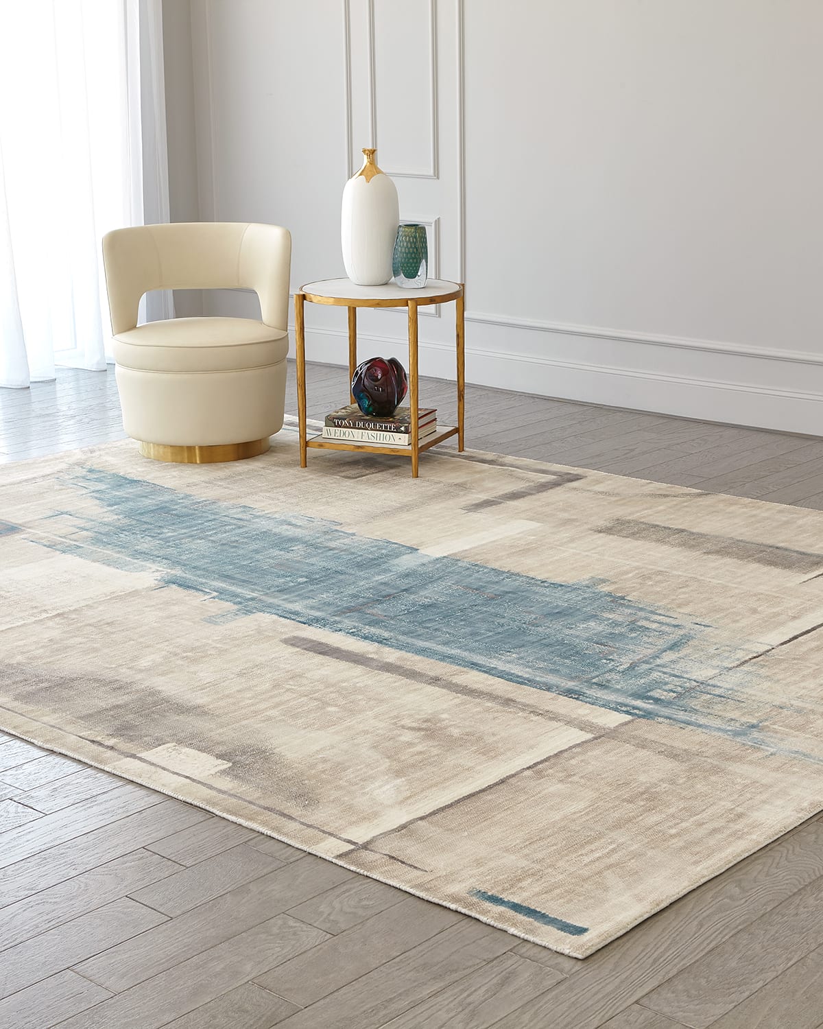 George Sellers For Global Views Art Hand-woven Rug, 5' X 8' In Blue