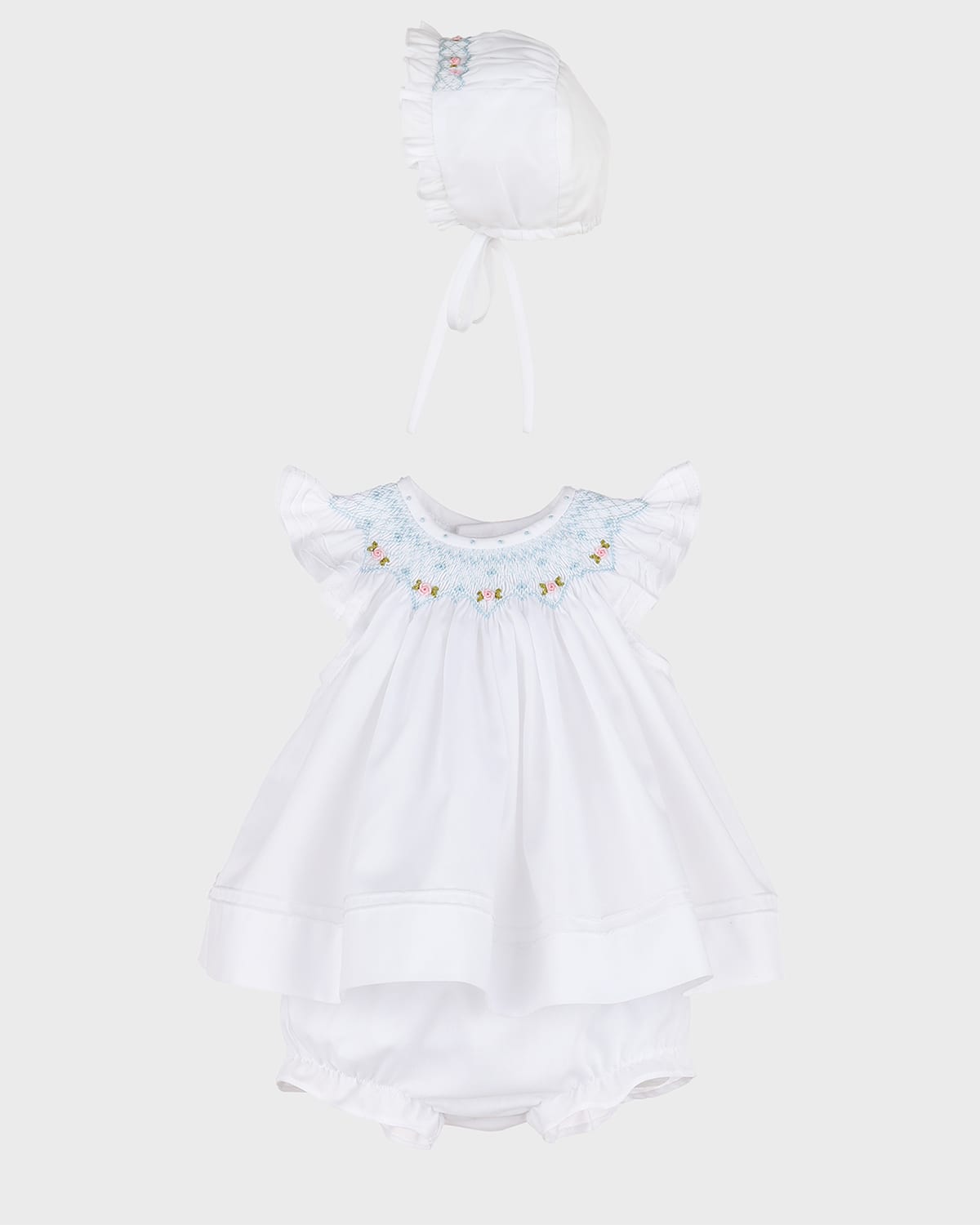 Girl's Classic Smocked Bishop Dress W/ Bloomers, Size Newborn-9M