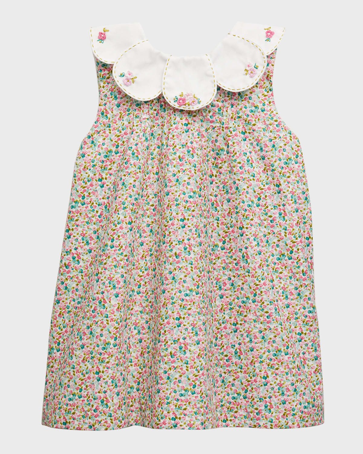 Girl's Floral-Print Petal Collar Float Dress, Size 12M-24M