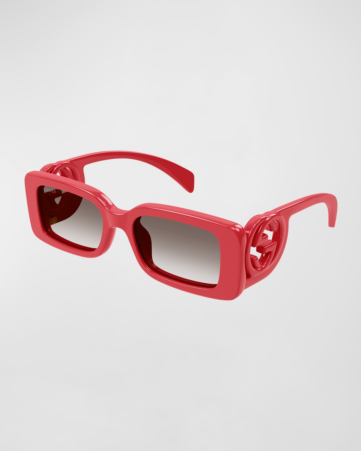 Shop Gucci Gg Rectangle Acetate Sunglasses In 005 Red