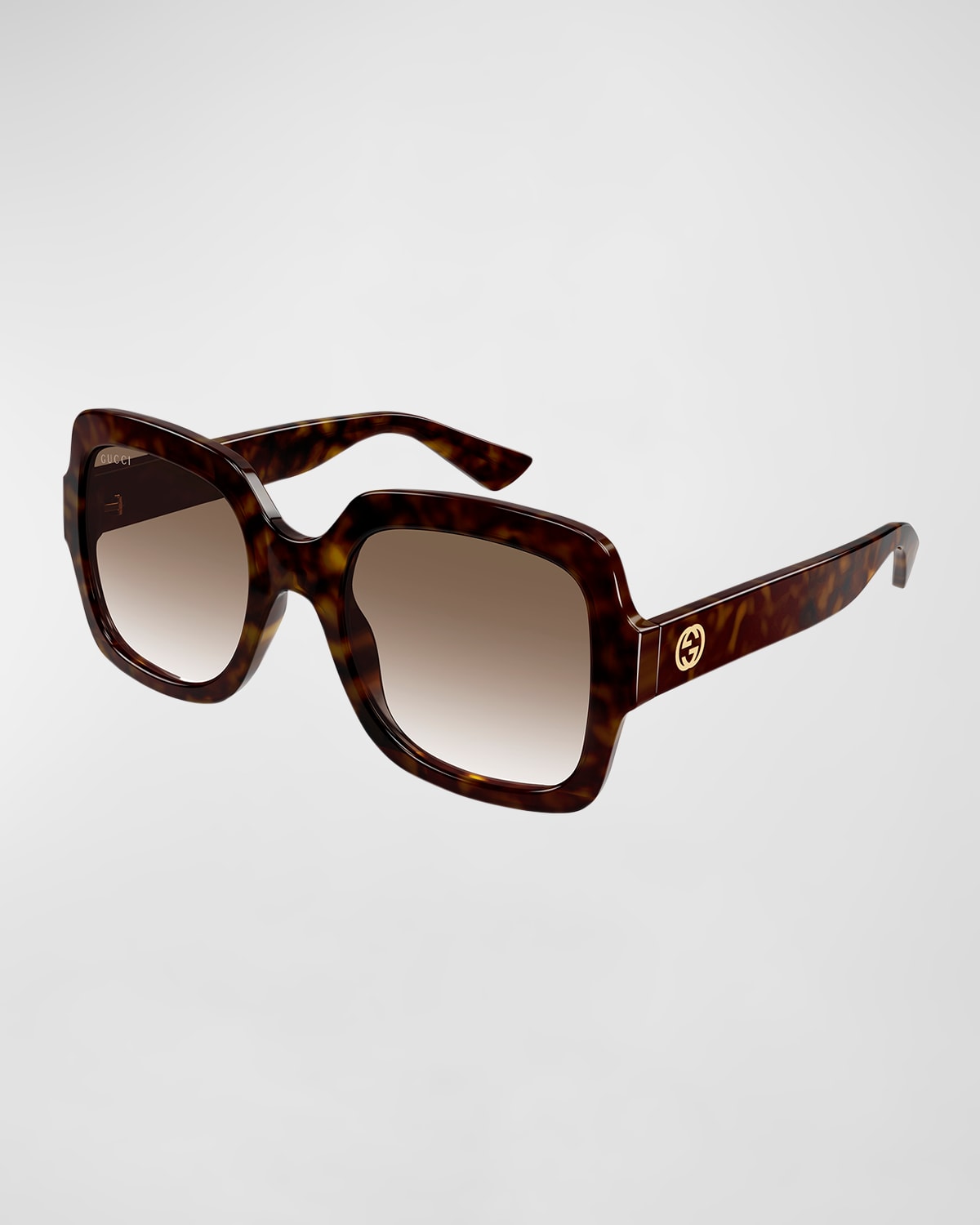 Gucci Gradient Gg Square Injection Plastic Sunglasses In Havana