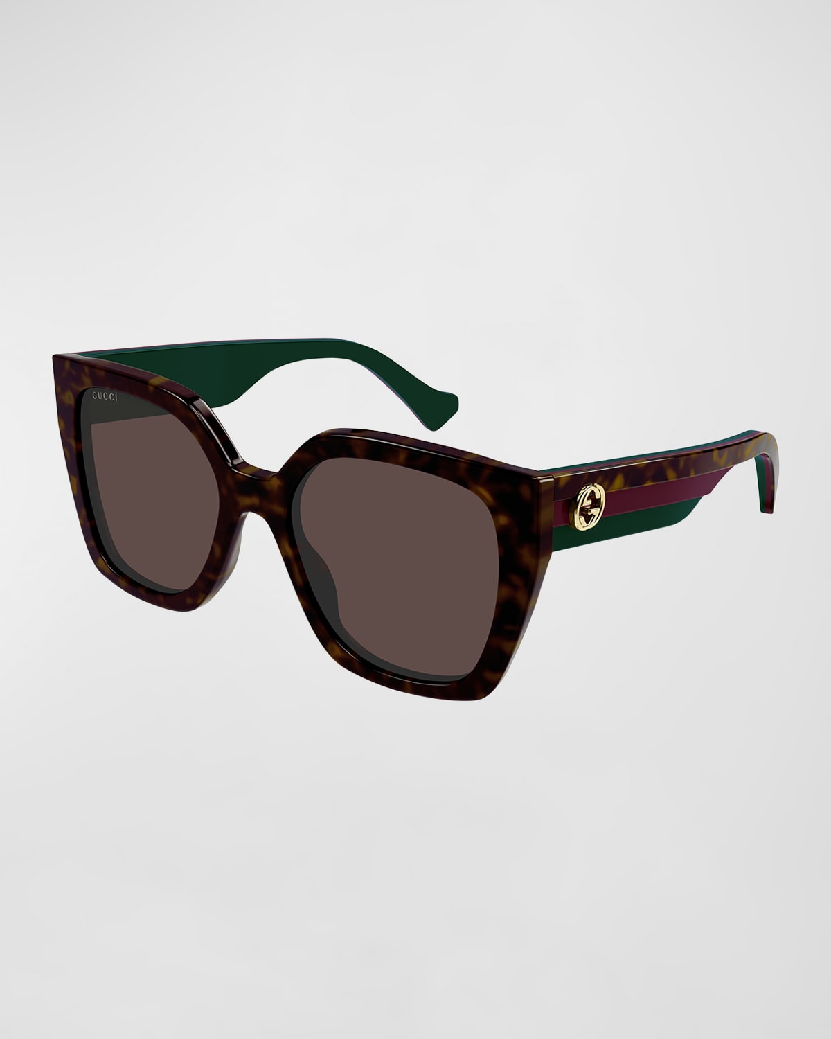 Shop Gucci Color-block Gg Injection Plastic Cat-eye Sunglasses In 002 Havana