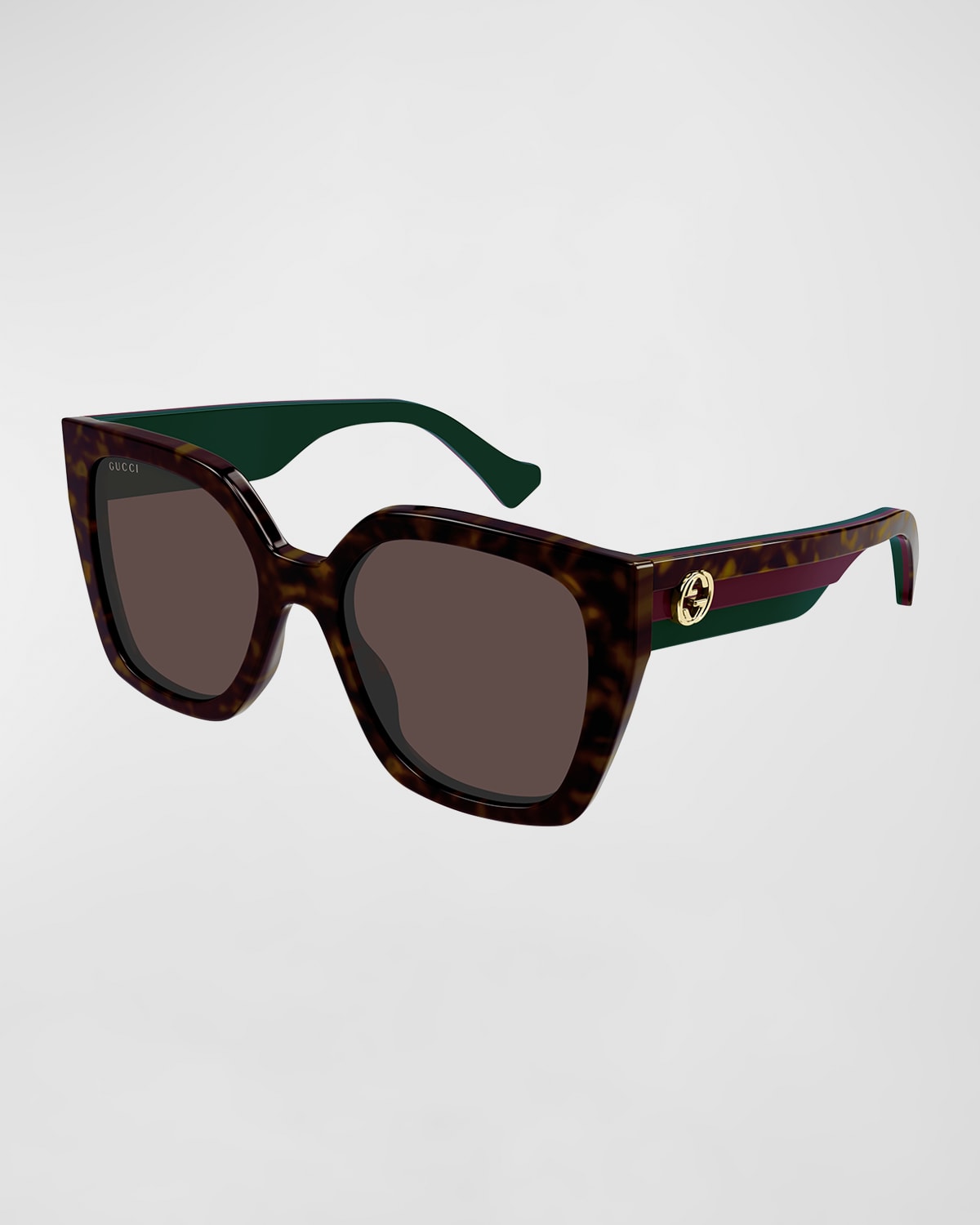 Gucci Color-block Gg Injection Plastic Cat-eye Sunglasses In 002 Havana