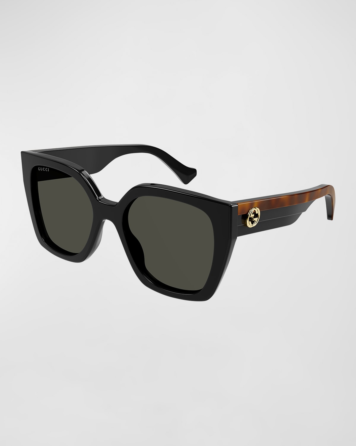 Shop Gucci Color-block Gg Injection Plastic Cat-eye Sunglasses In 001 Black