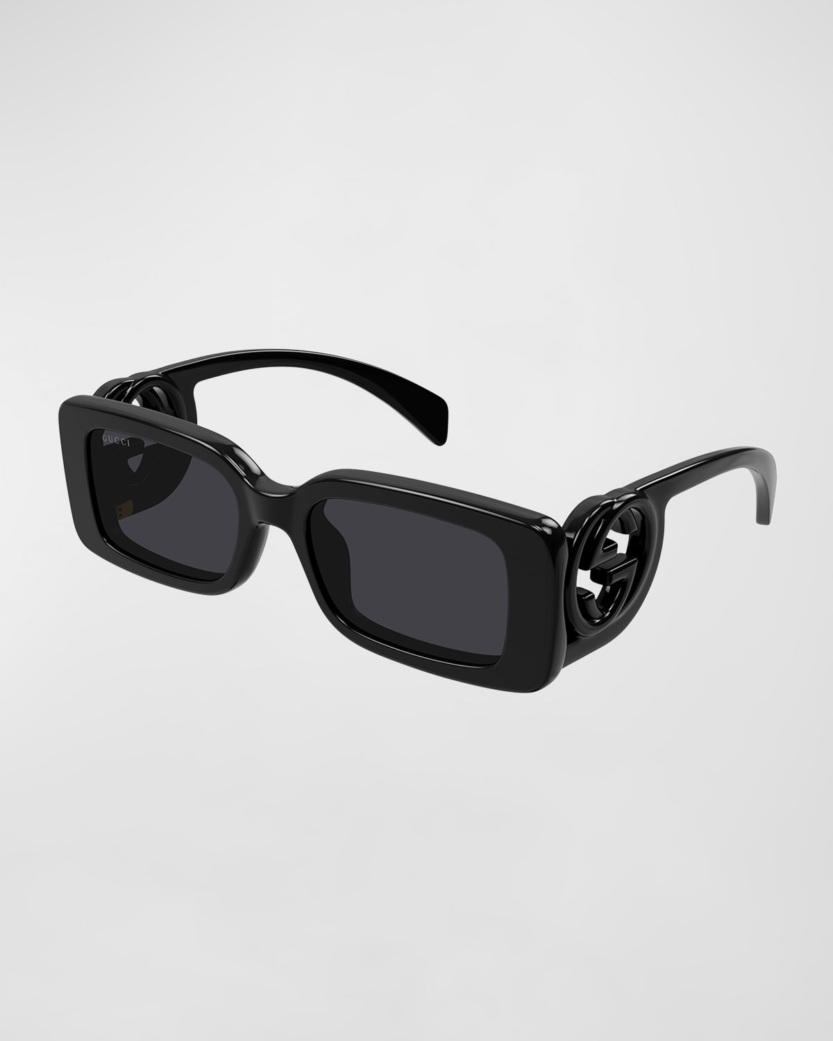 Gucci Monochrome Gg Rectangle Acetate Sunglasses In 001 Black