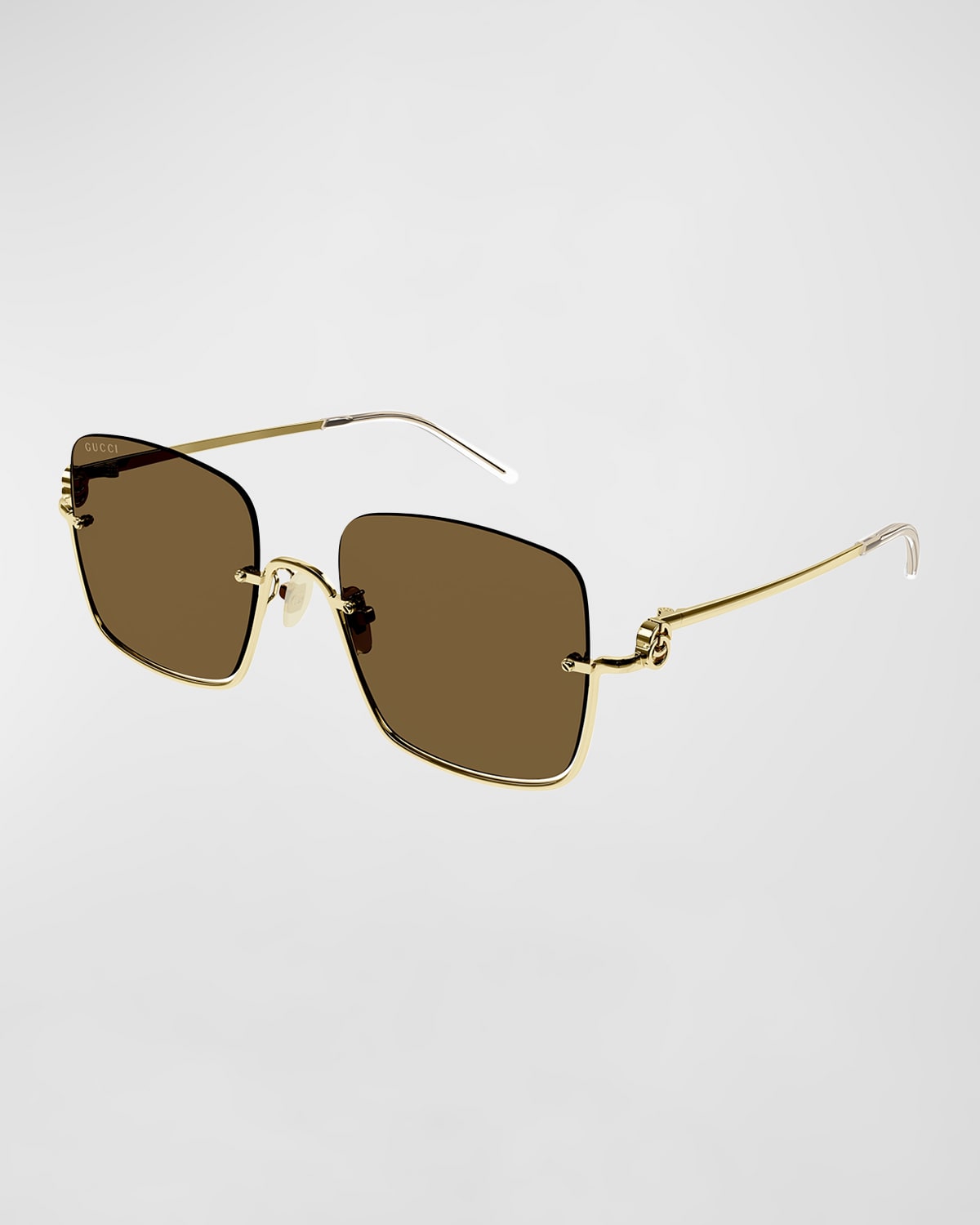 Shop Gucci Semi-rimmed Metal & Acetate Square Sunglasses In 002 Gold