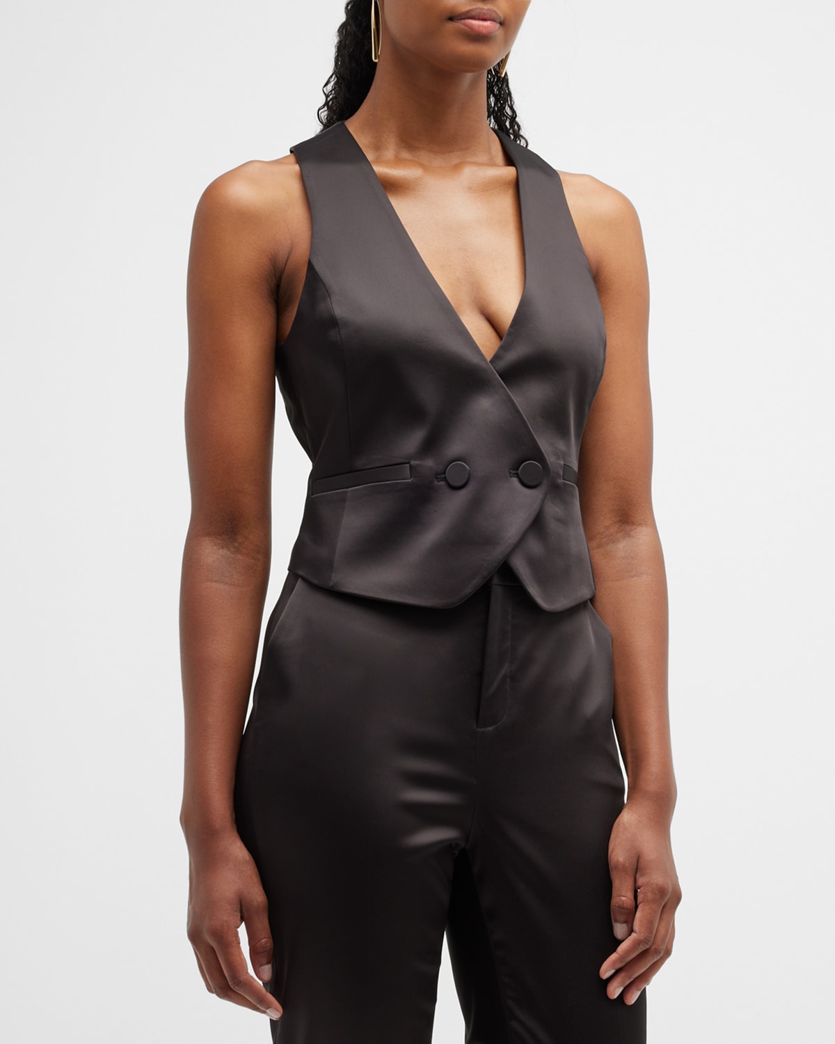 L Agence Beau Satin Vest In Black