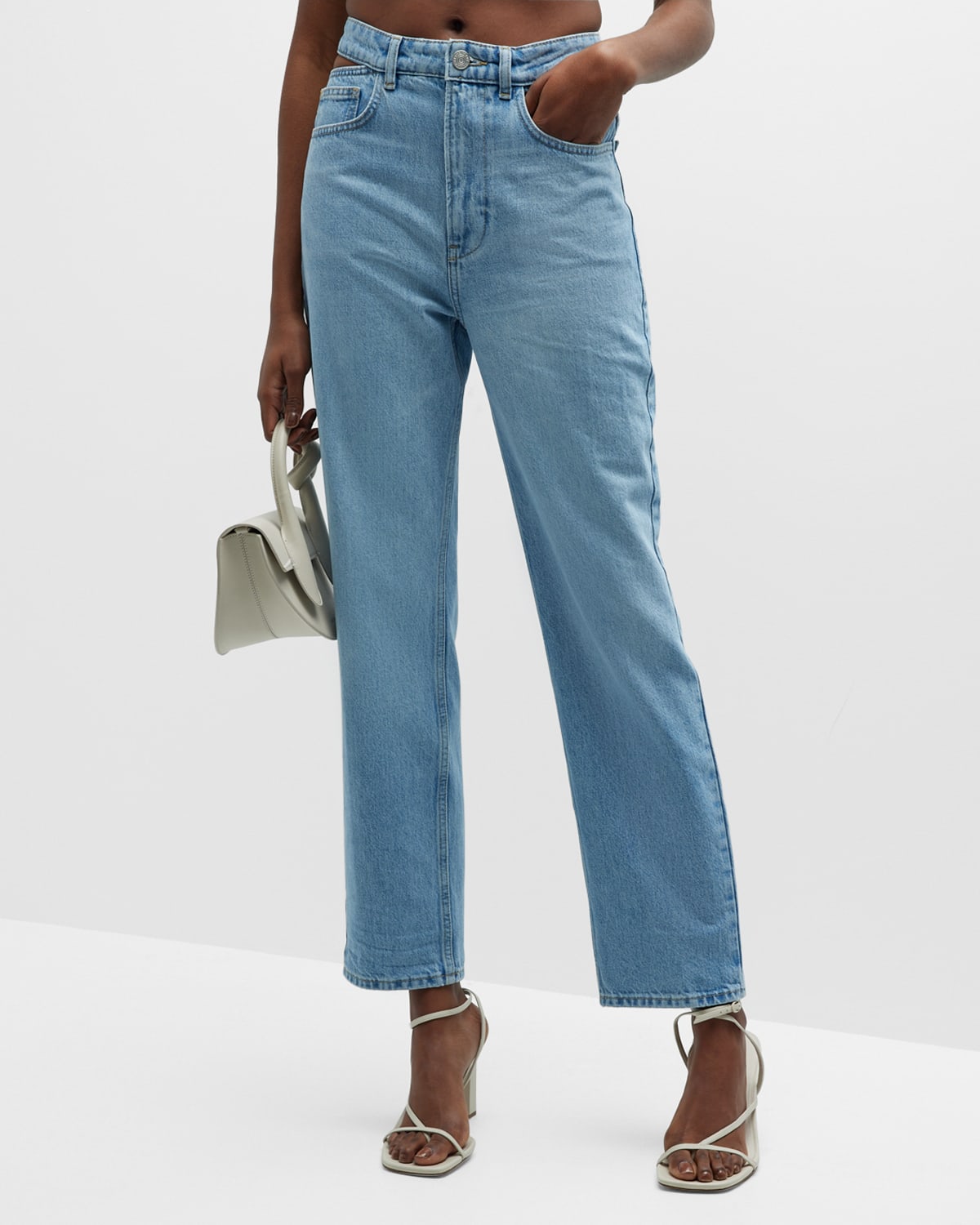 Frame Le High N' Tight Straight Cut-out Jeans In Zona