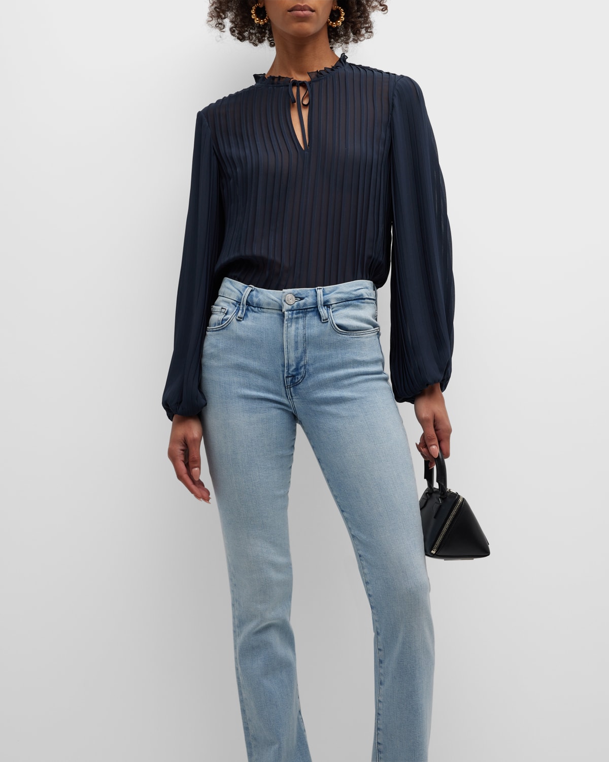 FRAME PLEATED TIE-FRONT TOP