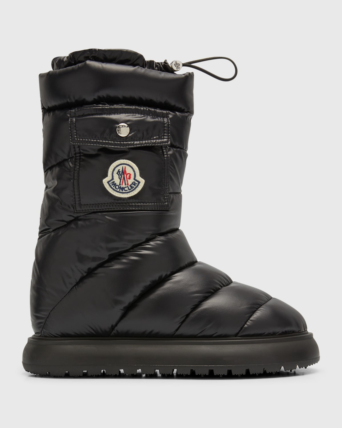 Moncler Gaia Quilted Nylon Pocket Snow Boots In Black
