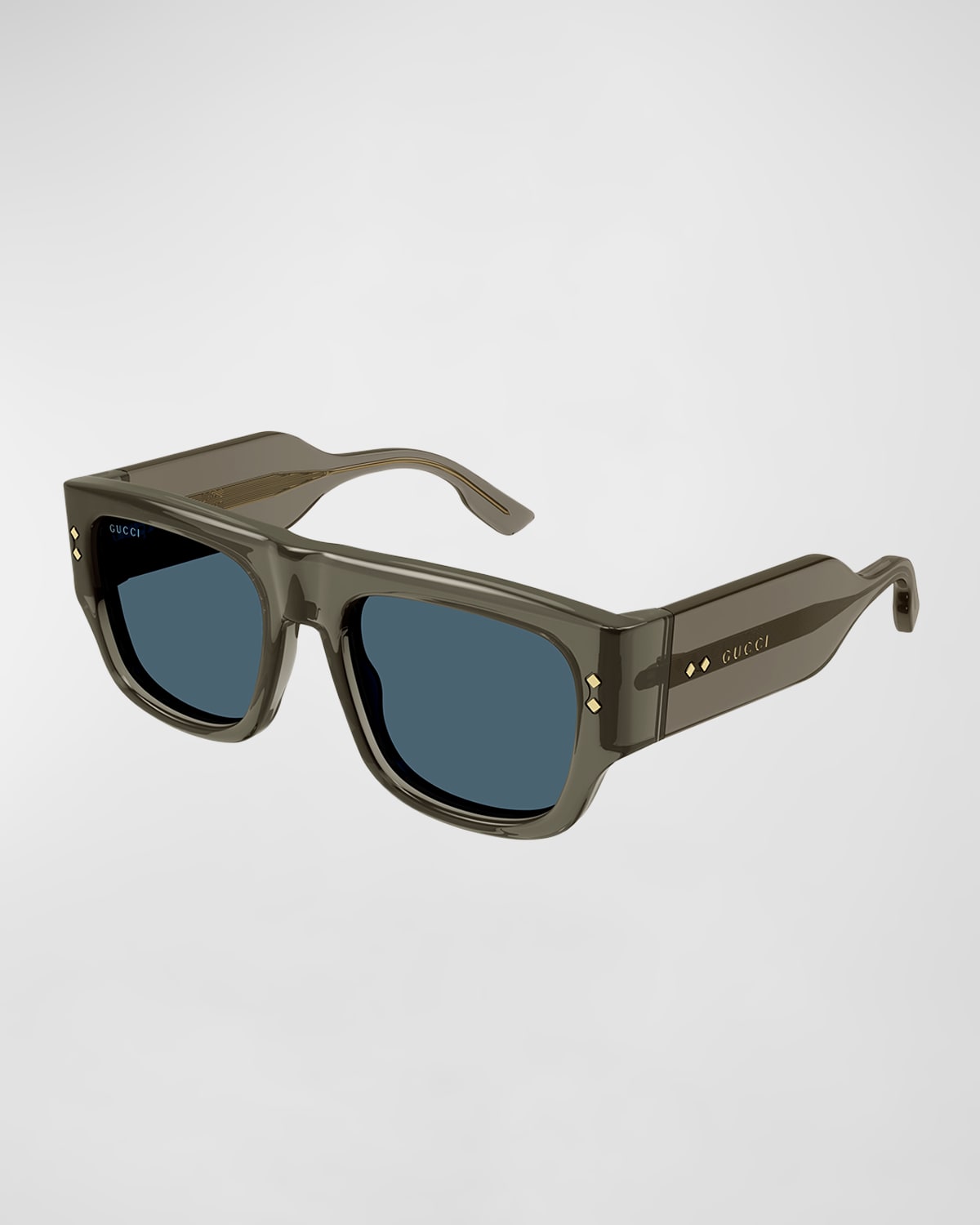 Shop Gucci Men's Oversized Rectangle Sunglasses In Grey