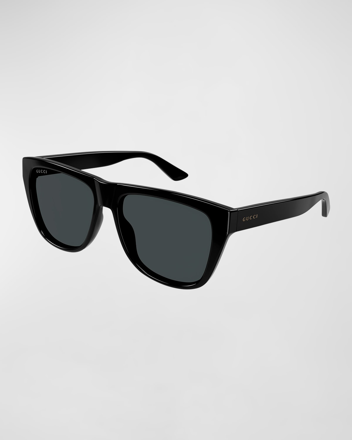 Shop Gucci Men's Logo Rectangle Acetate Sunglasses In 001 Black
