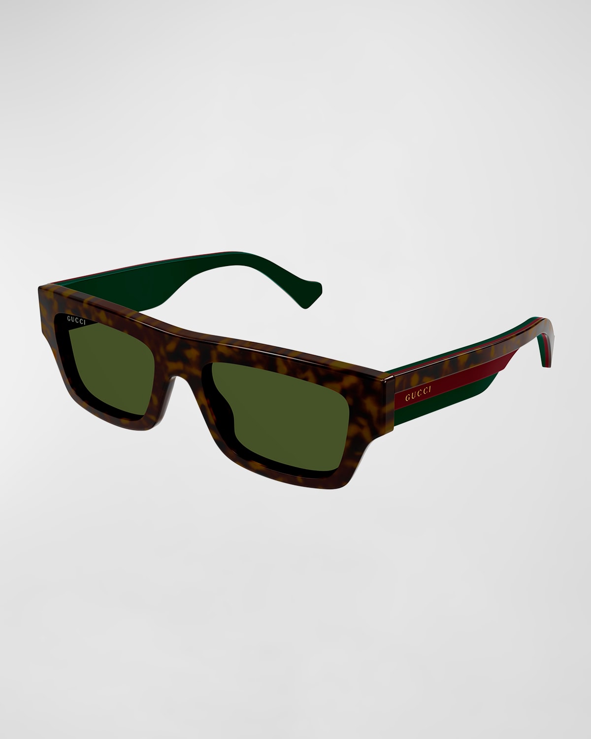 Gucci Men's Web Studi 55mm Rectangular Acetate Sunglasses In Havana