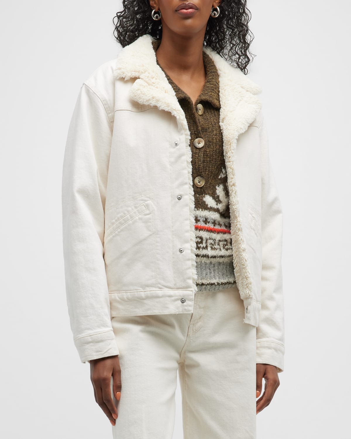 Mother The Off The Grid Sherpa Bomber Jacket In Act Natural