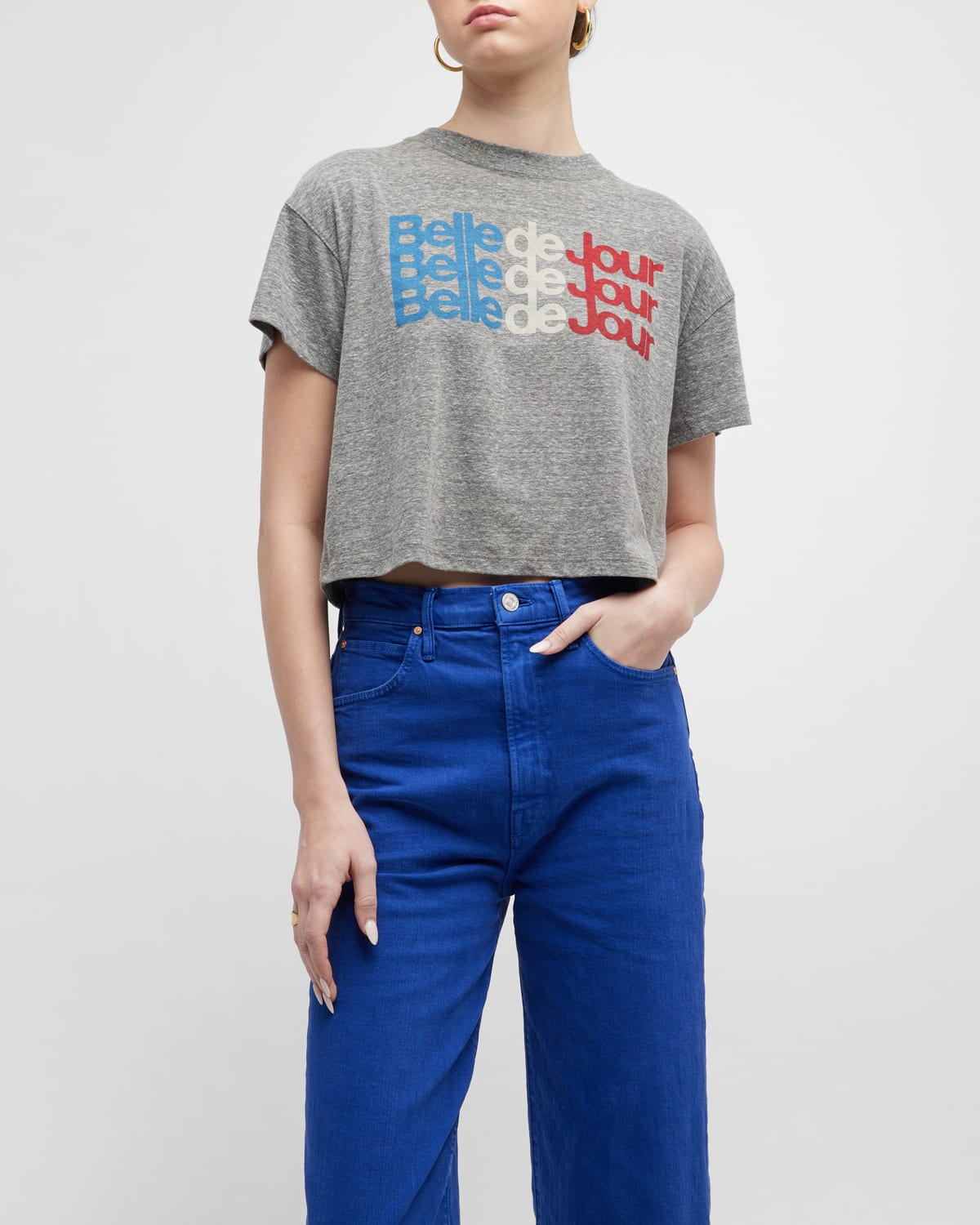 Mother The Grab Bag Crop Tee Shirt Belle De Jour Tee Shirt In Bej Belle De Jour