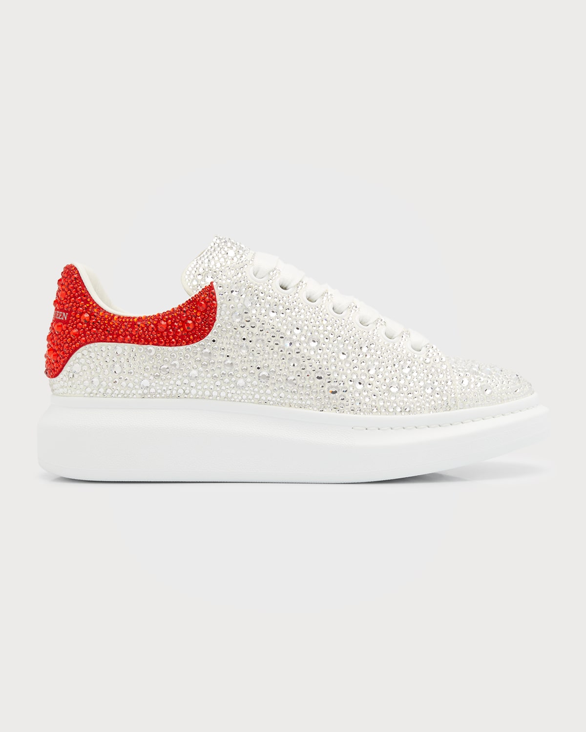 Alexander Mcqueen Men s Oversized Larry Crystal embellished Low top Sneakers In Whitelust Red ModeSens