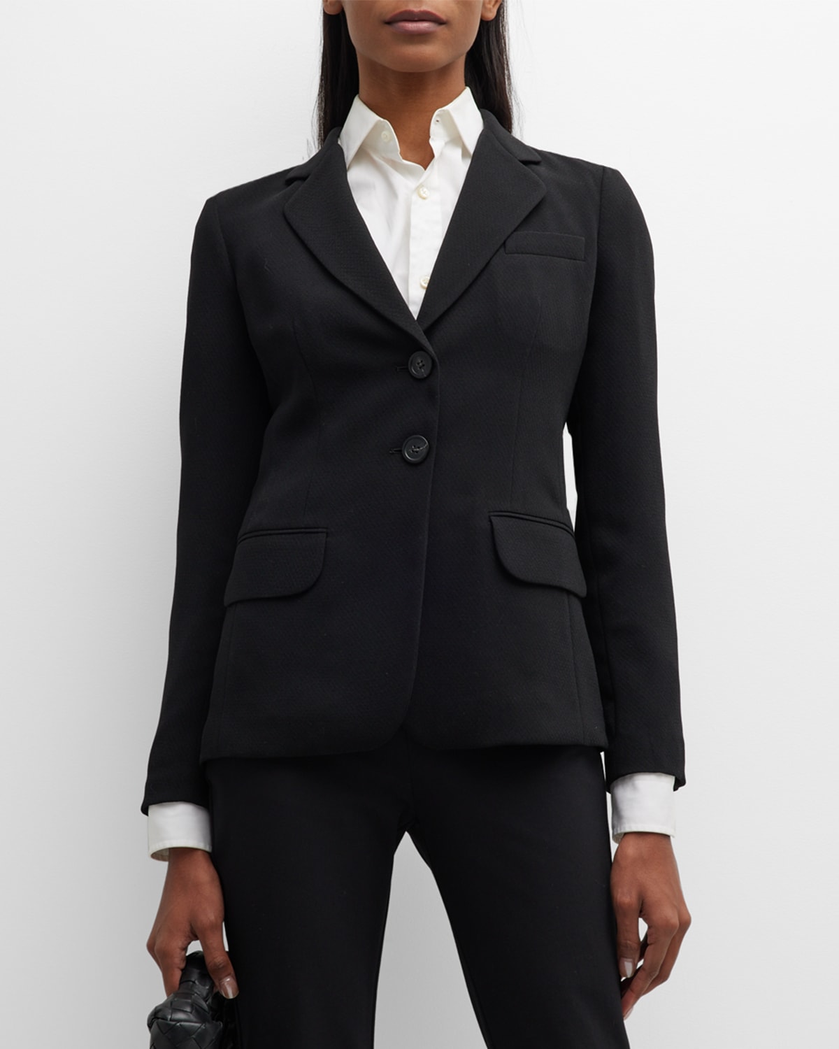 Emporio Armani Textured Single-breasted Blazer In Black