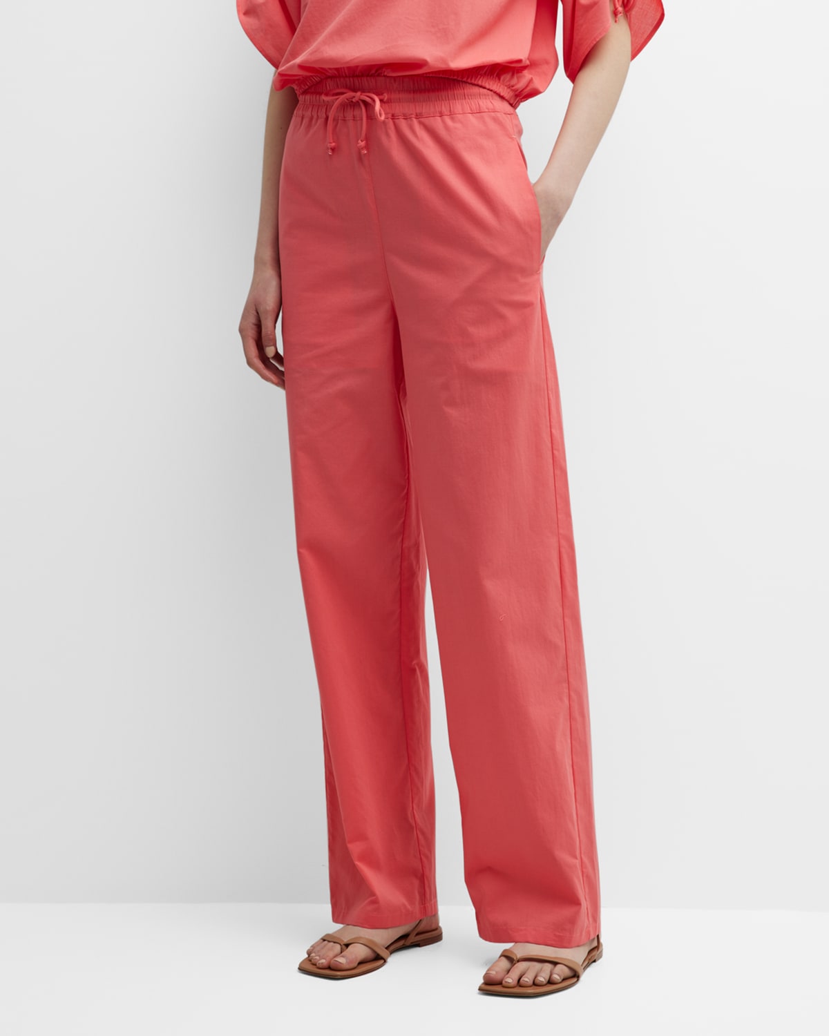 Cropped High-Rise Cotton Modal Trousers