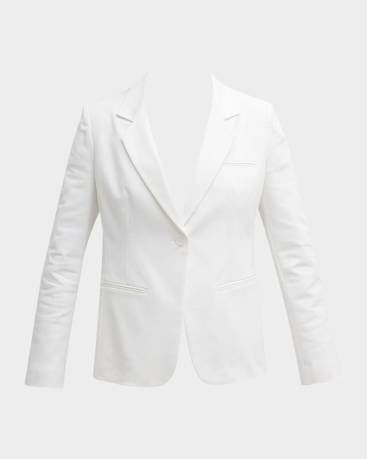Emporio Armani Single-button Stretch Cotton Blazer In White