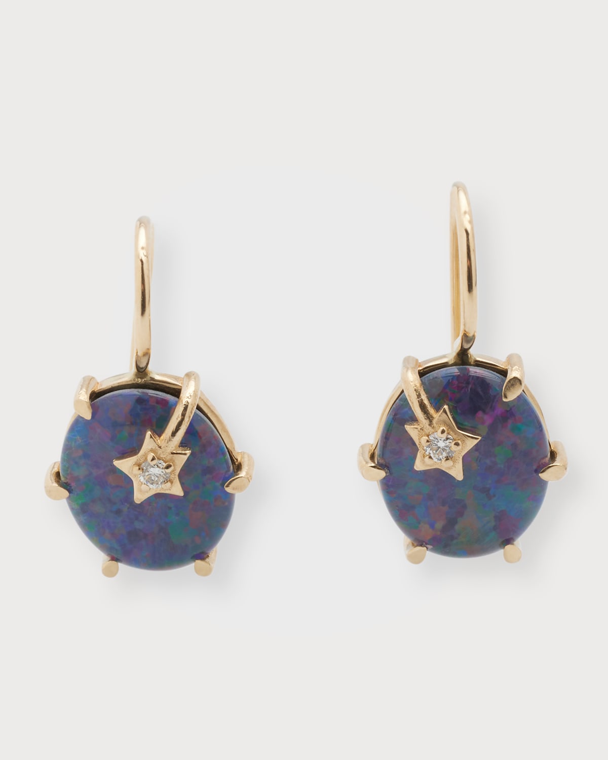 Andrea Fohrman 14k Yellow Gold Galaxy Australian Opal Dangle Earrings