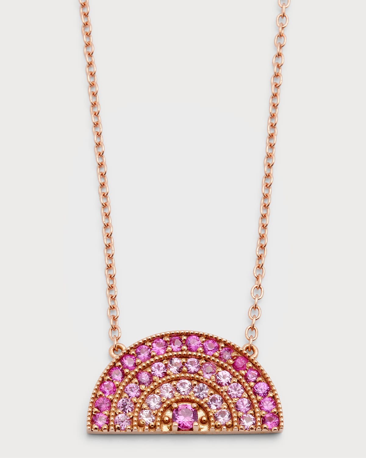 14K Rose Gold Perfect Pink Sapphire Rainbow Necklace