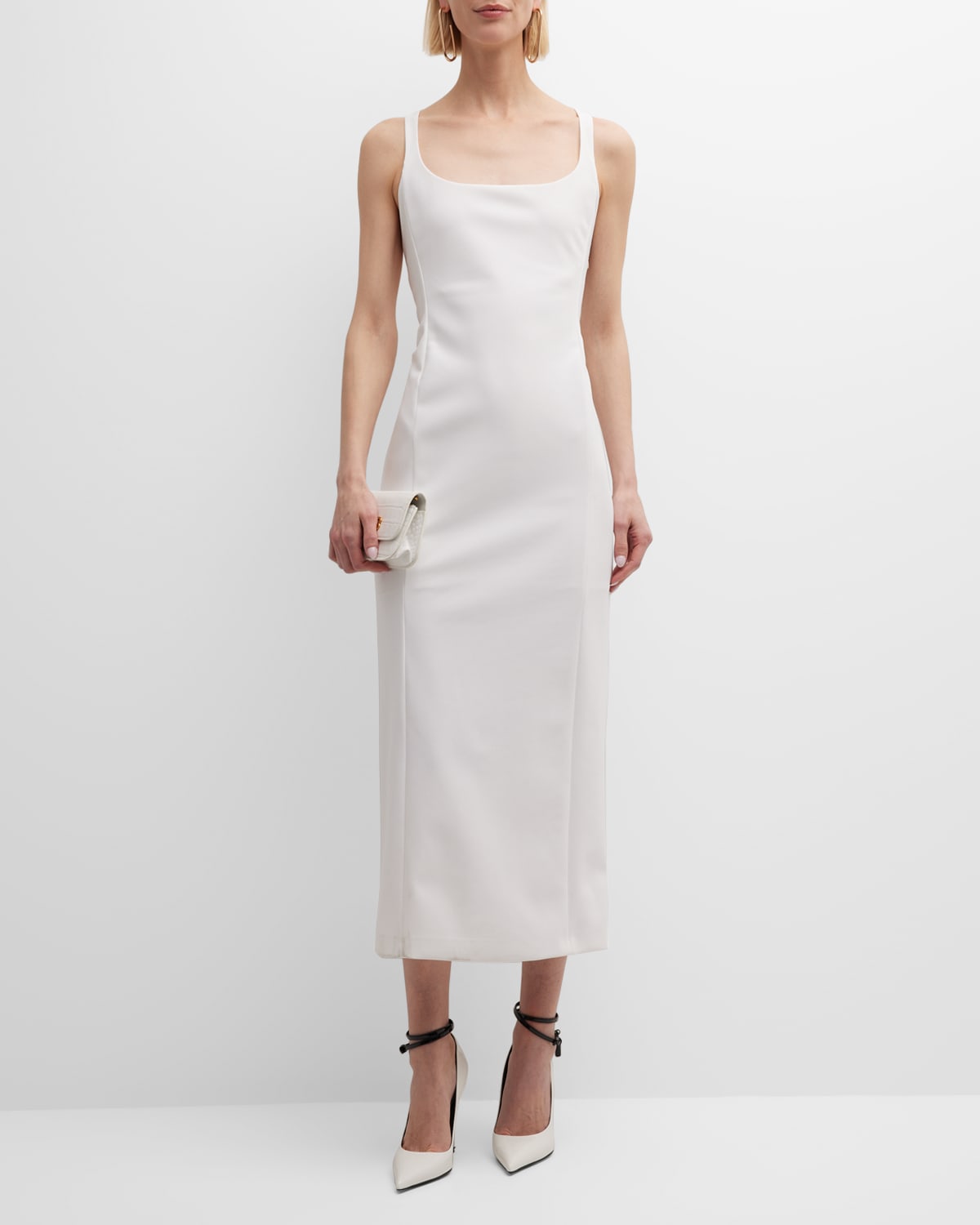 Emporio Armani Sleeveless Cutout Jersey Midi Dress In White | ModeSens